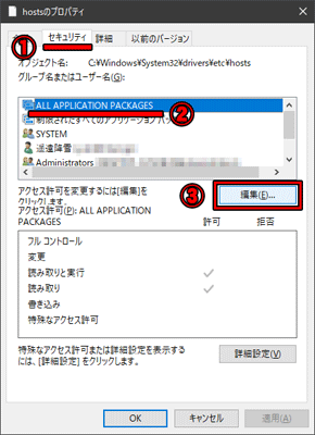 hostsのプロパティ