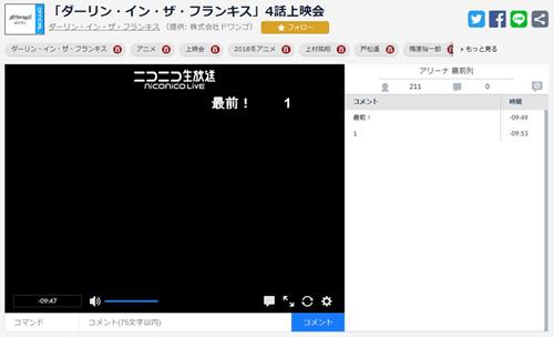 「ダーリン・イン・ザ・フランキス」4話上映会