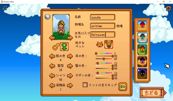 STARDEW VALLEY キャラクリ完了