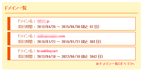 所持ドメイン一覧