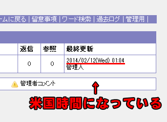 投稿時間がアメリカ時間になっている