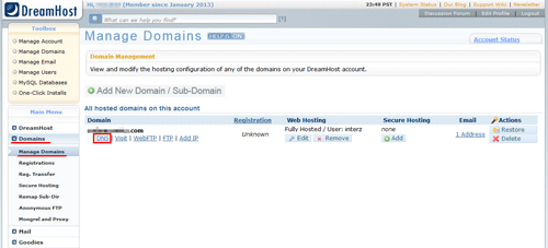 Manage Domains